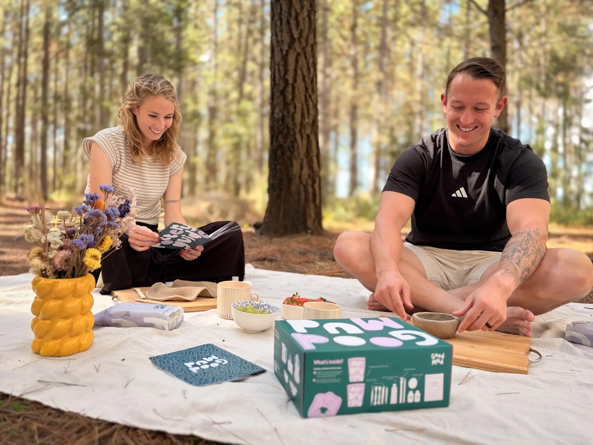 Date night activity using a DIY pottery kit