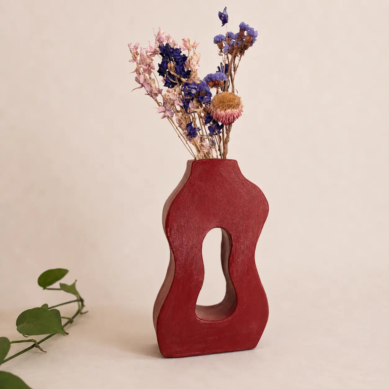 Handmade pottery vase used as home decor