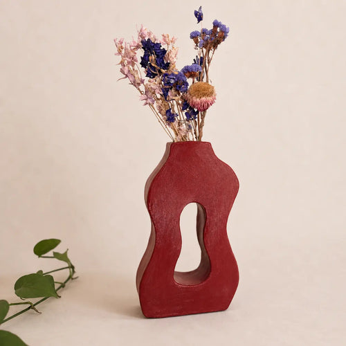 Handmade pottery vase used as home decor