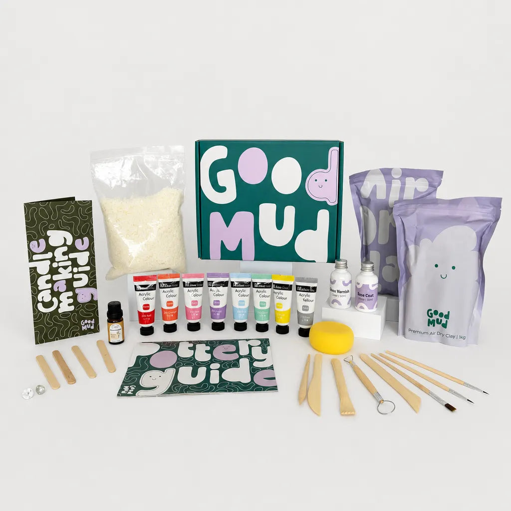 Good Mud candle making kit chamomile scent with pastel paint colours