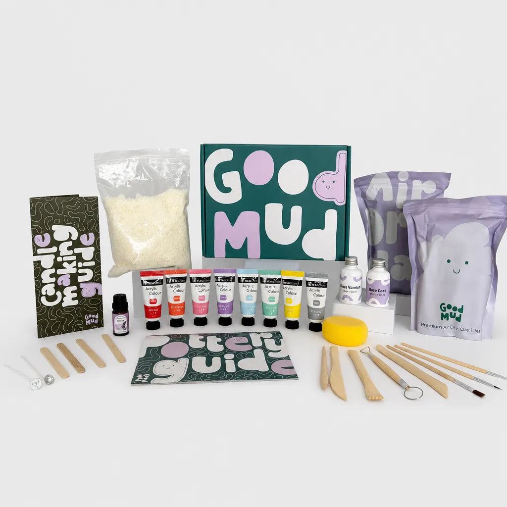 Good Mud candle making kit clove scent with pastel paint colours