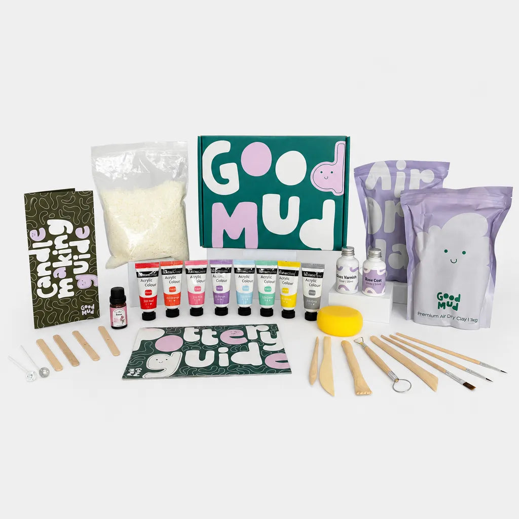 Good Mud candle making kit rose scent with pastel paint colours