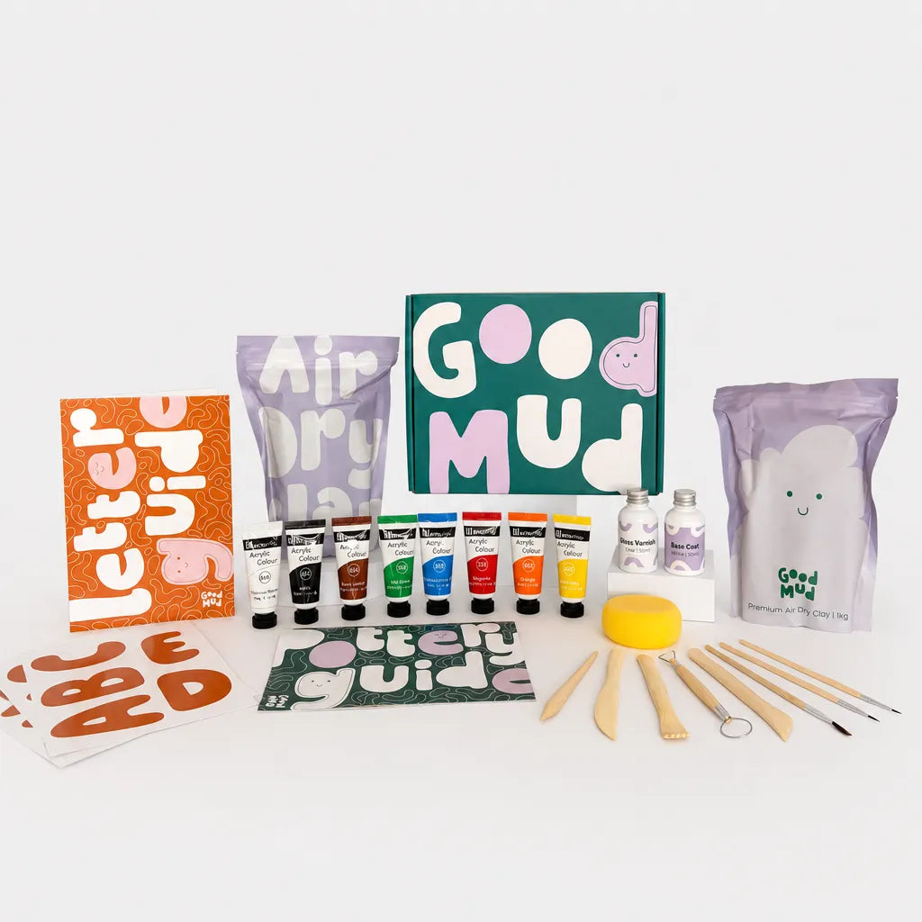 Good Mud letter kit with classic paint colours