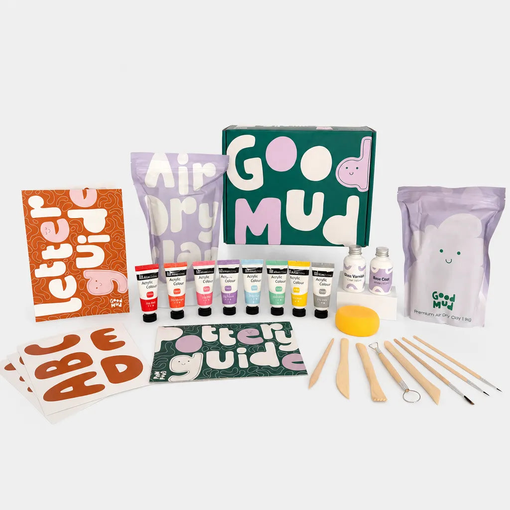 Good Mud letter kit with pastel paint colours