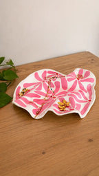 Handmade clay tray with painted pattern