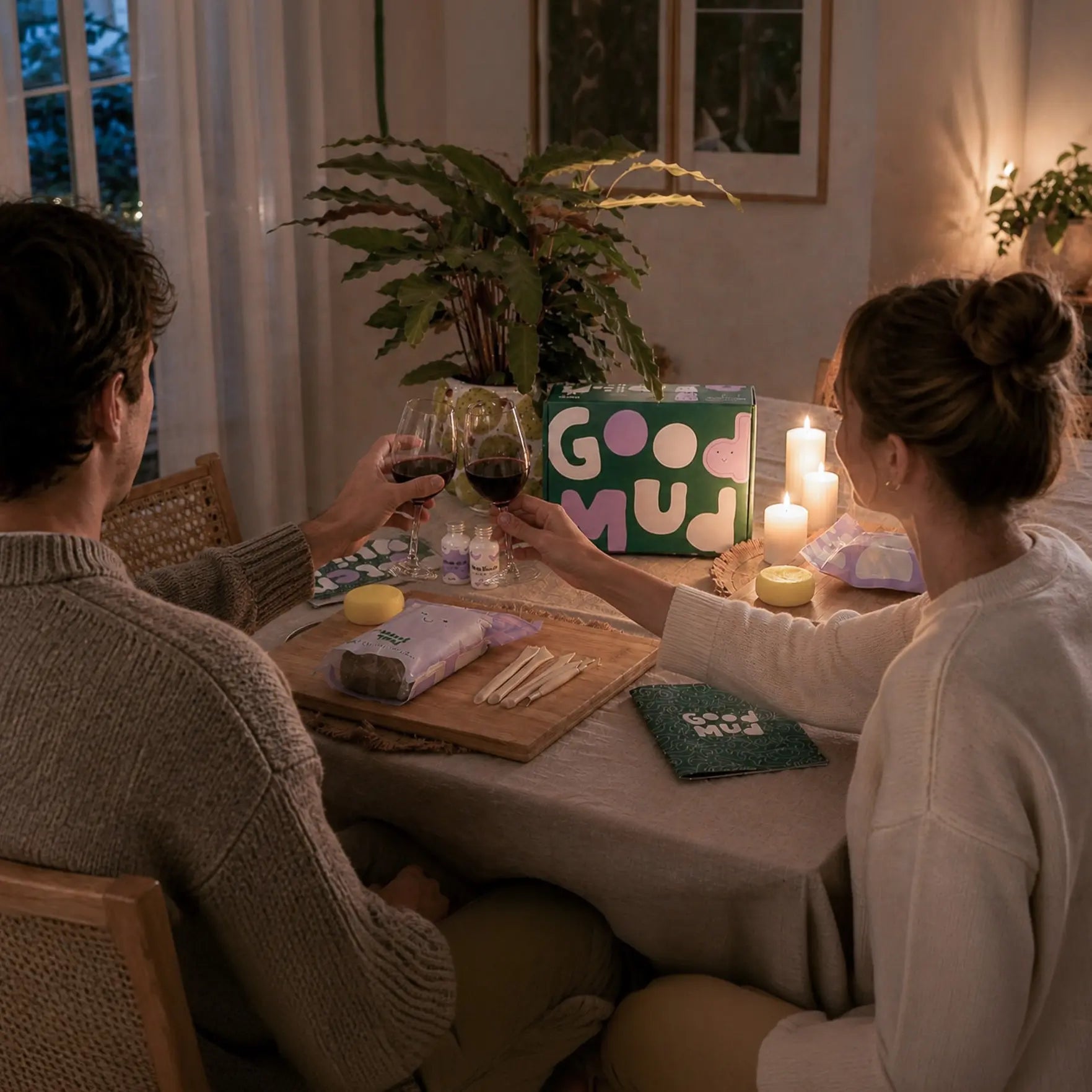 Date night activity using a DIY pottery kit